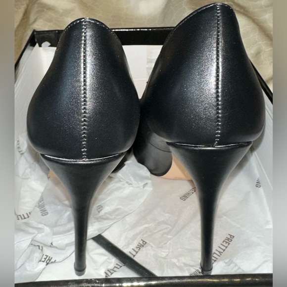 🖤FINAL SALE🖤 Black Matt PU Court Heels PrettyLittleThing Size 7.5 4” Heel - Picture 5 of 11